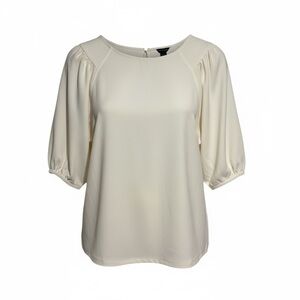 Ann Taylor Ivory Puff Sleeve Blouse Large NWT